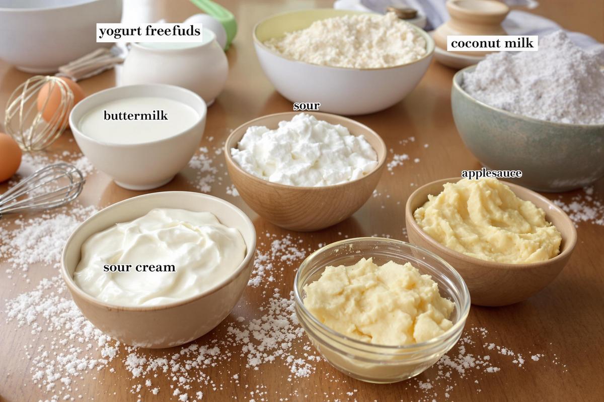 Les ingrédients pour un gâteau aux yaourt sans yaourt