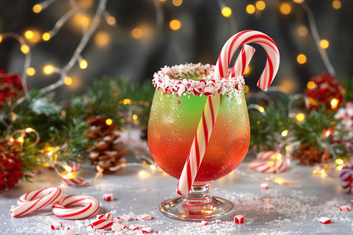 Les ingrédients nécessaires pour le cocktail au bonbon candy cane spritzer