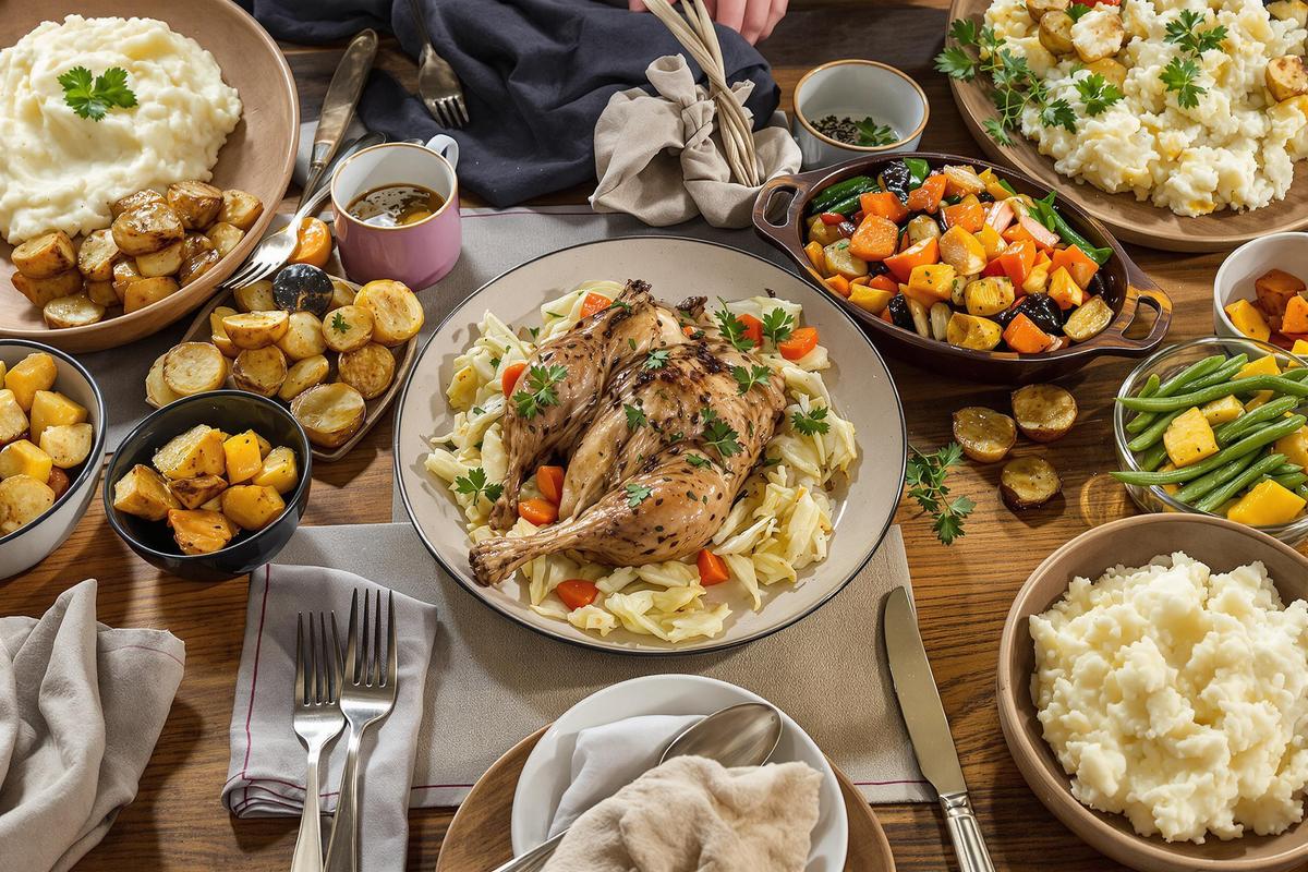 Accompagnements classiques pour une pintade aux choux