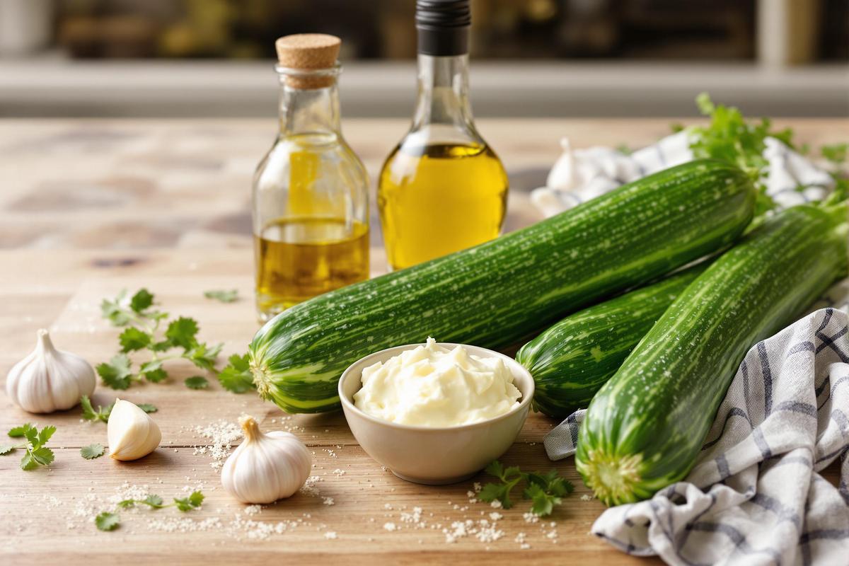 Ingrédients pour la recette courgette fromage frais