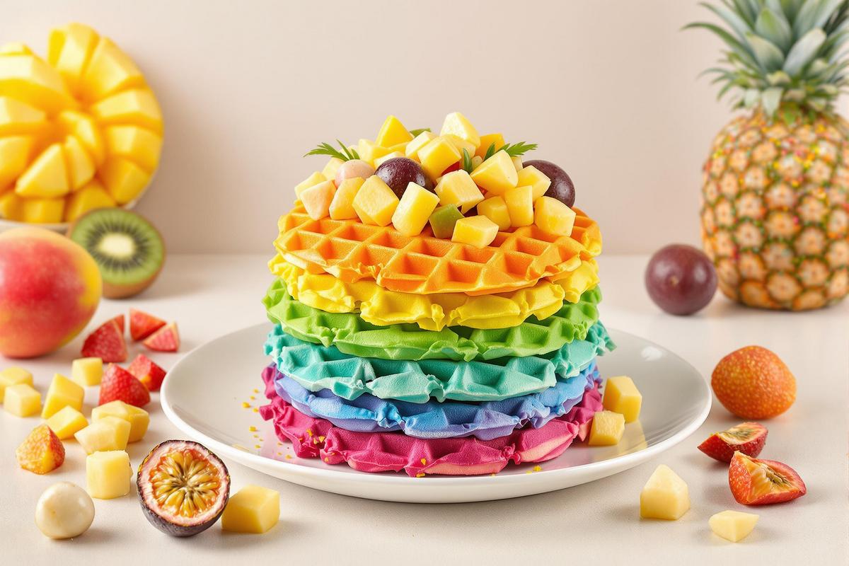 Ingrédients essentiels pour des gaufres arc en ciel