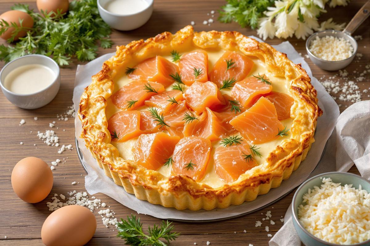 Ingrédients nécessaires pour la tarte au saumon fumé