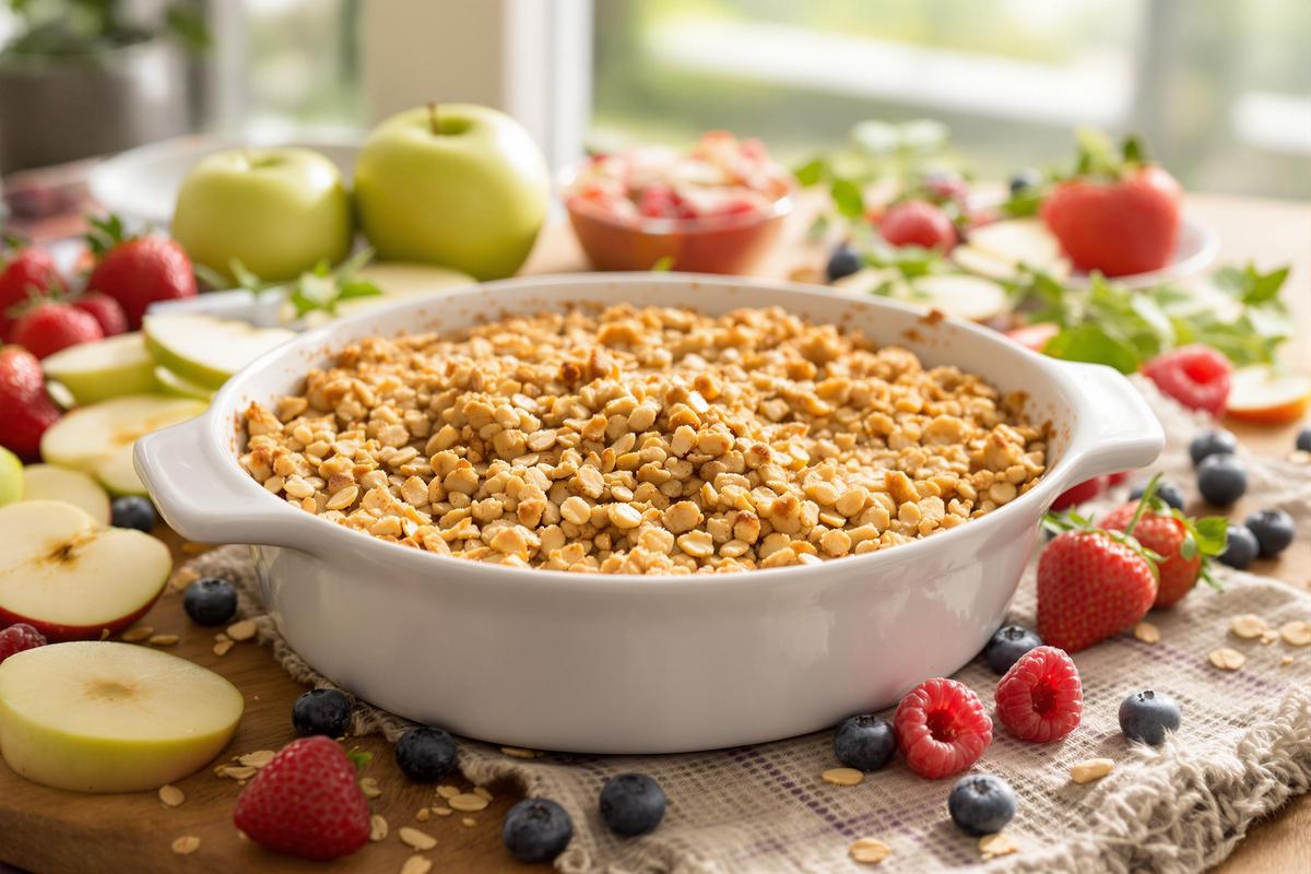 Crumble flocons d'avoine sans beurre : recette facile