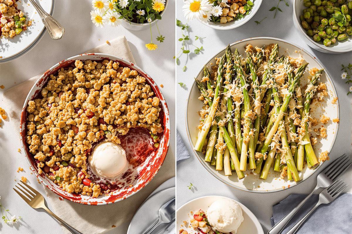 Recettes de crumbles sucrés et salés pour le printemps