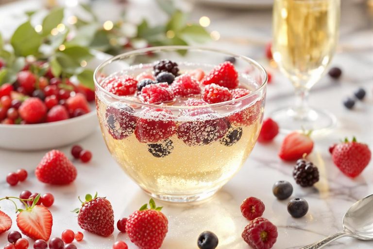Soupe de champagne aux fruits rouges surgelés